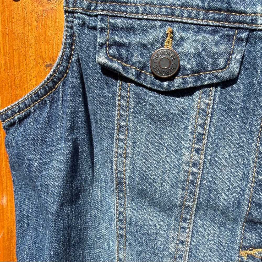 Cherokee Sleeveless Denim Vest Jacket - Classic Blue - XL/TG (14-16) - Picture 6 of 14